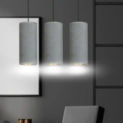Sklep Kaja Klasyczna lampa wisząca z szarymi abażurami 1060/3 BENTE | Kaja* Żyrandole Z Abażurem