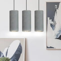 Sklep Kaja Klasyczna lampa wisząca z szarymi abażurami 1060/3 BENTE | Kaja* Żyrandole Z Abażurem