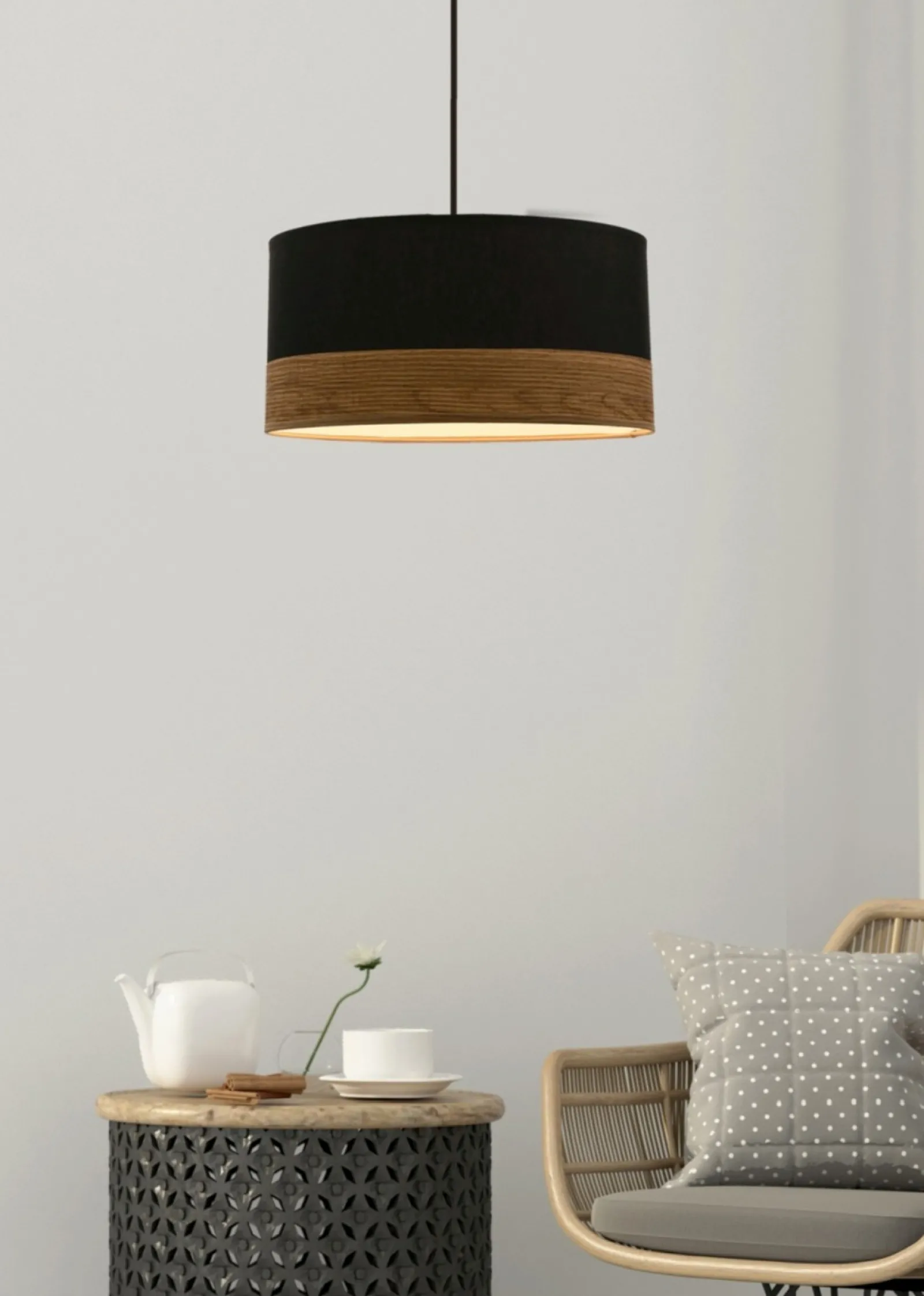 Sklep Kaja Klasyczna lampa wisząca z szerokim abażurem 31-17598 PORTO | Kaja* Żyrandole Z Abażurem