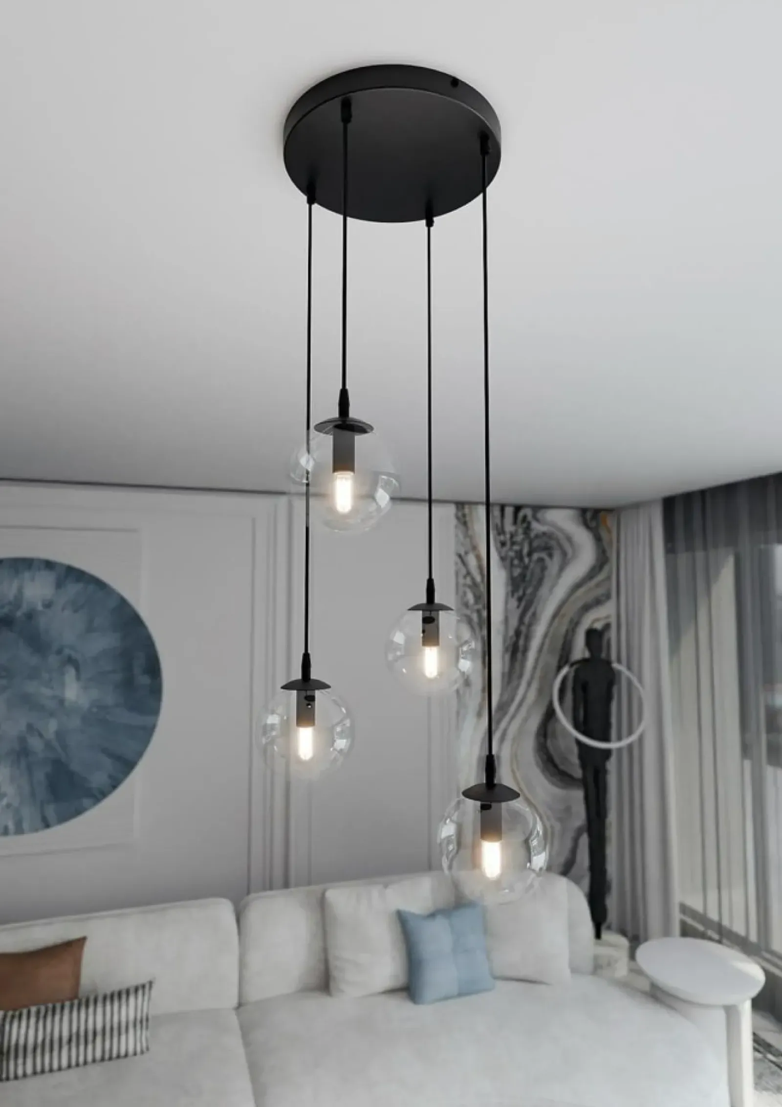 Sklep Kaja Klasyczna lampa wisząca z kulistymi kloszami 711/4PREM | Kaja Discount