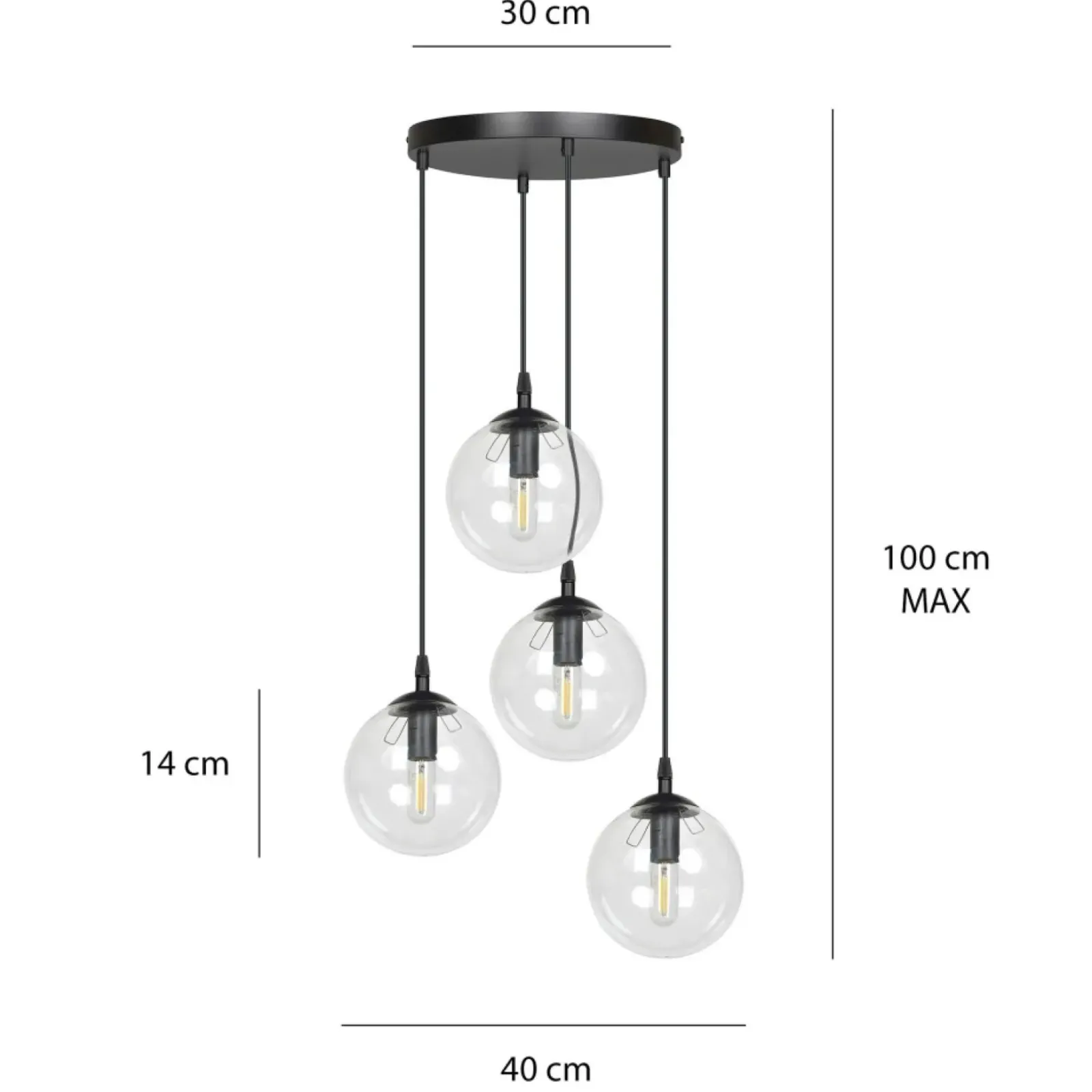 Sklep Kaja Klasyczna lampa wisząca z kulistymi kloszami 711/4PREM | Kaja Discount