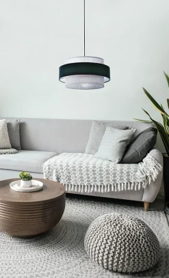 Sklep Kaja Klasyczna lampa wisząca z podwójnym abażurem K-5171 z serii ETELA* Żyrandole Z Abażurem|Żyrandole Z Abażurami