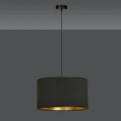Sklep Kaja Klasyczna lampa wisząca z czarno-złotym abażurem 1054/1 HILDE | Kaja* Żyrandole Z Abażurem
