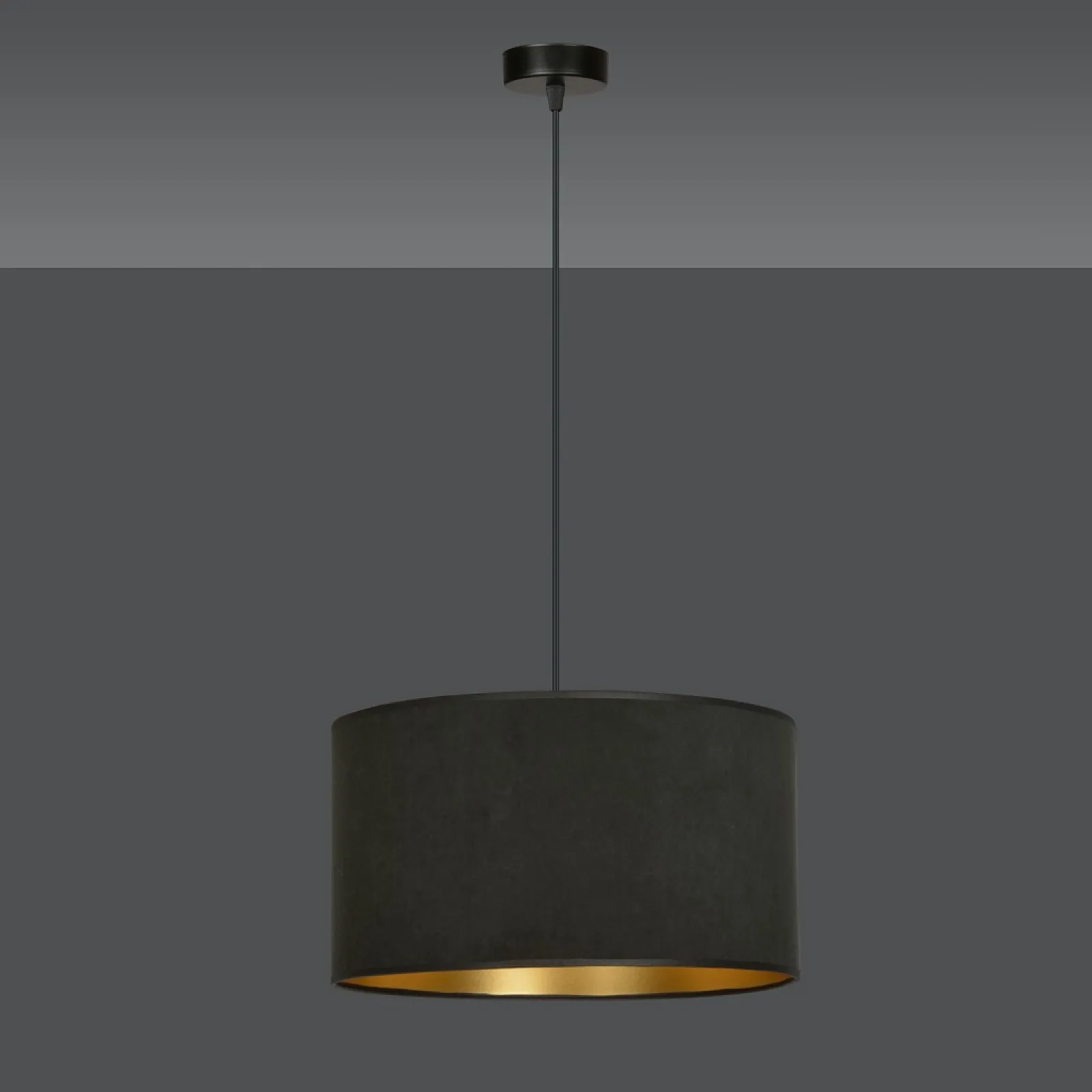 Sklep Kaja Klasyczna lampa wisząca z czarno-złotym abażurem 1054/1 HILDE | Kaja* Żyrandole Z Abażurem