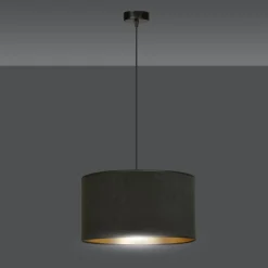 Sklep Kaja Klasyczna lampa wisząca z czarno-złotym abażurem 1054/1 HILDE | Kaja* Żyrandole Z Abażurem