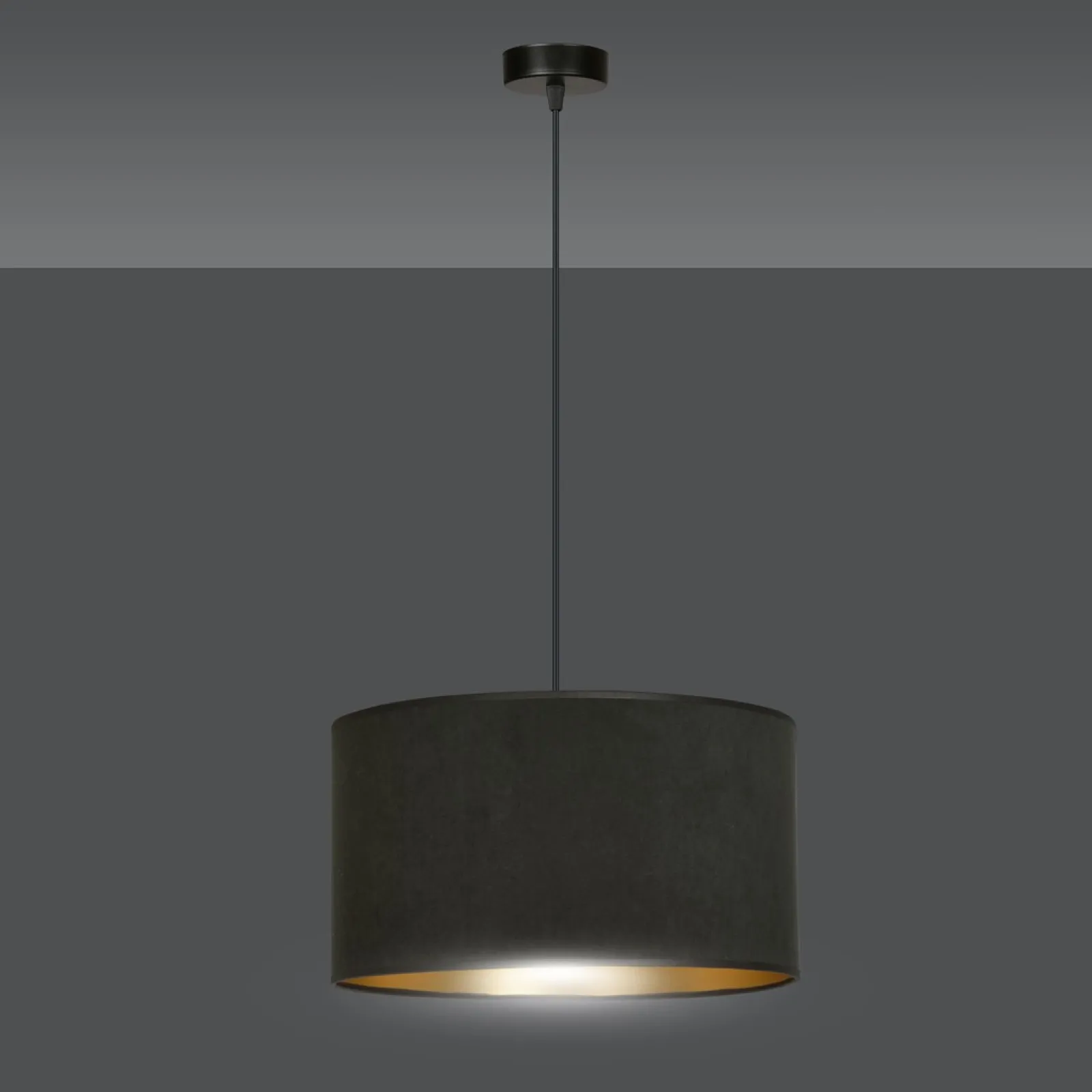 Sklep Kaja Klasyczna lampa wisząca z czarno-złotym abażurem 1054/1 HILDE | Kaja* Żyrandole Z Abażurem