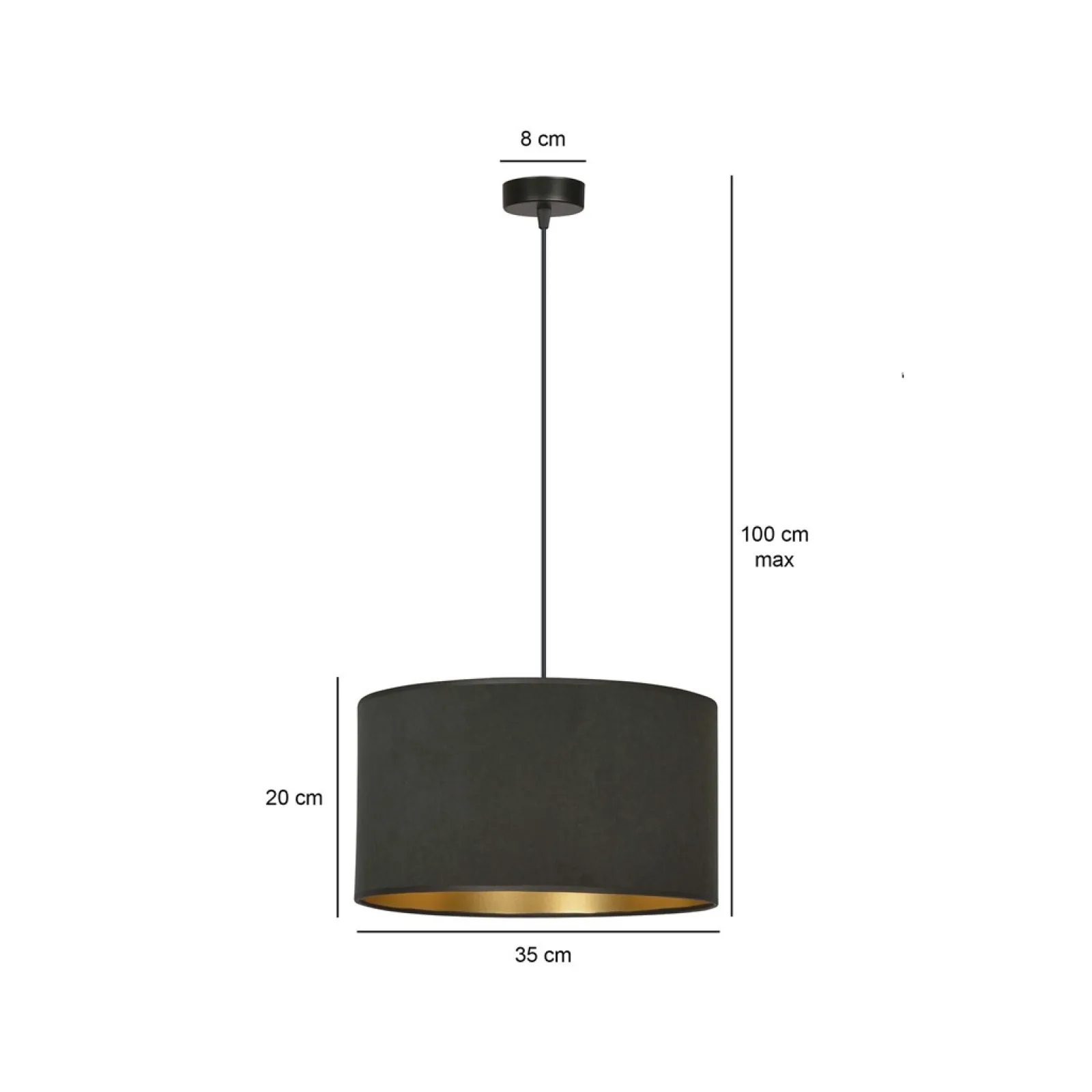 Sklep Kaja Klasyczna lampa wisząca z czarno-złotym abażurem 1054/1 HILDE | Kaja* Żyrandole Z Abażurem