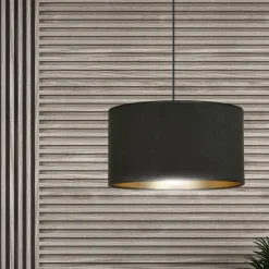 Sklep Kaja Klasyczna lampa wisząca z czarno-złotym abażurem 1054/1 HILDE | Kaja* Żyrandole Z Abażurem