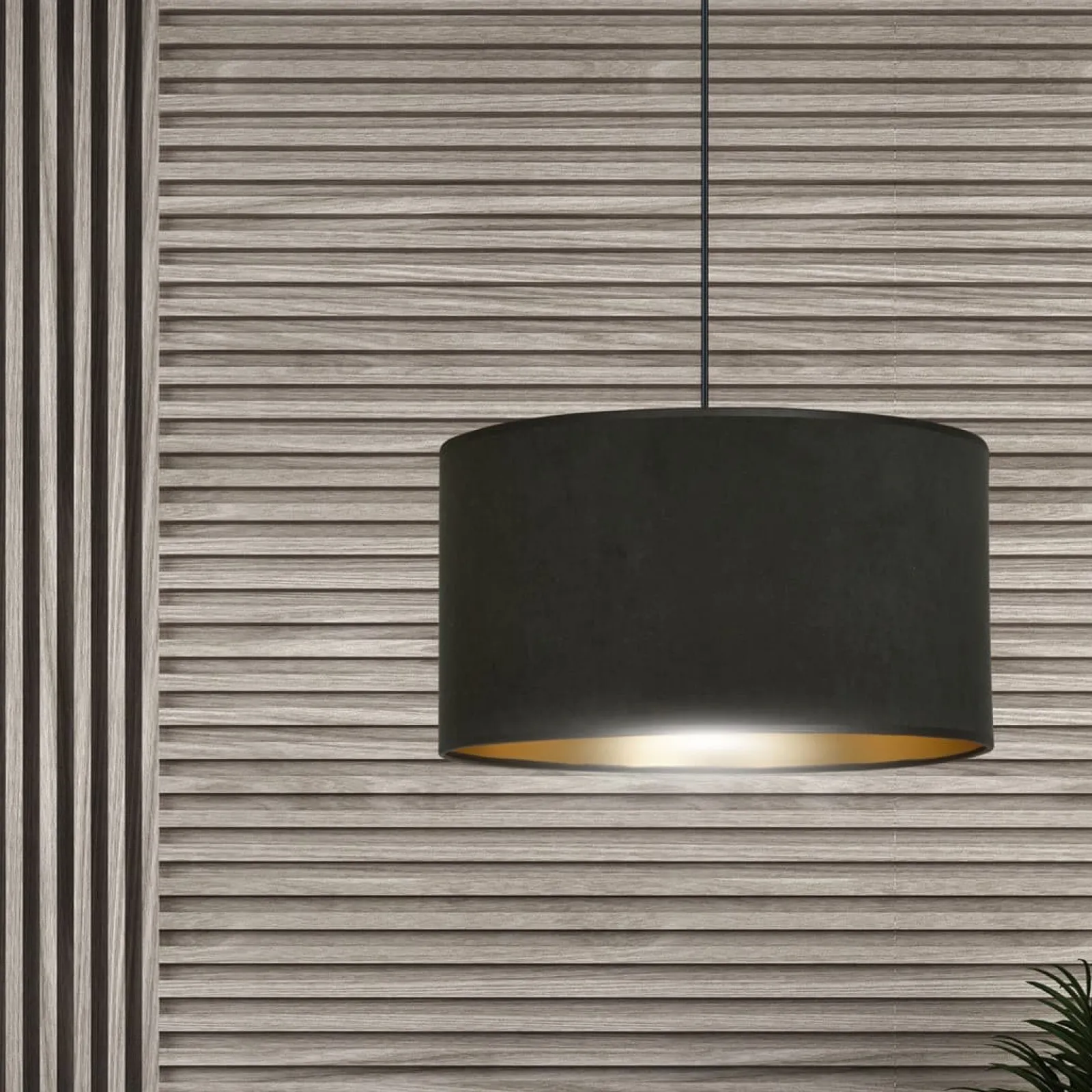 Sklep Kaja Klasyczna lampa wisząca z czarno-złotym abażurem 1054/1 HILDE | Kaja* Żyrandole Z Abażurem