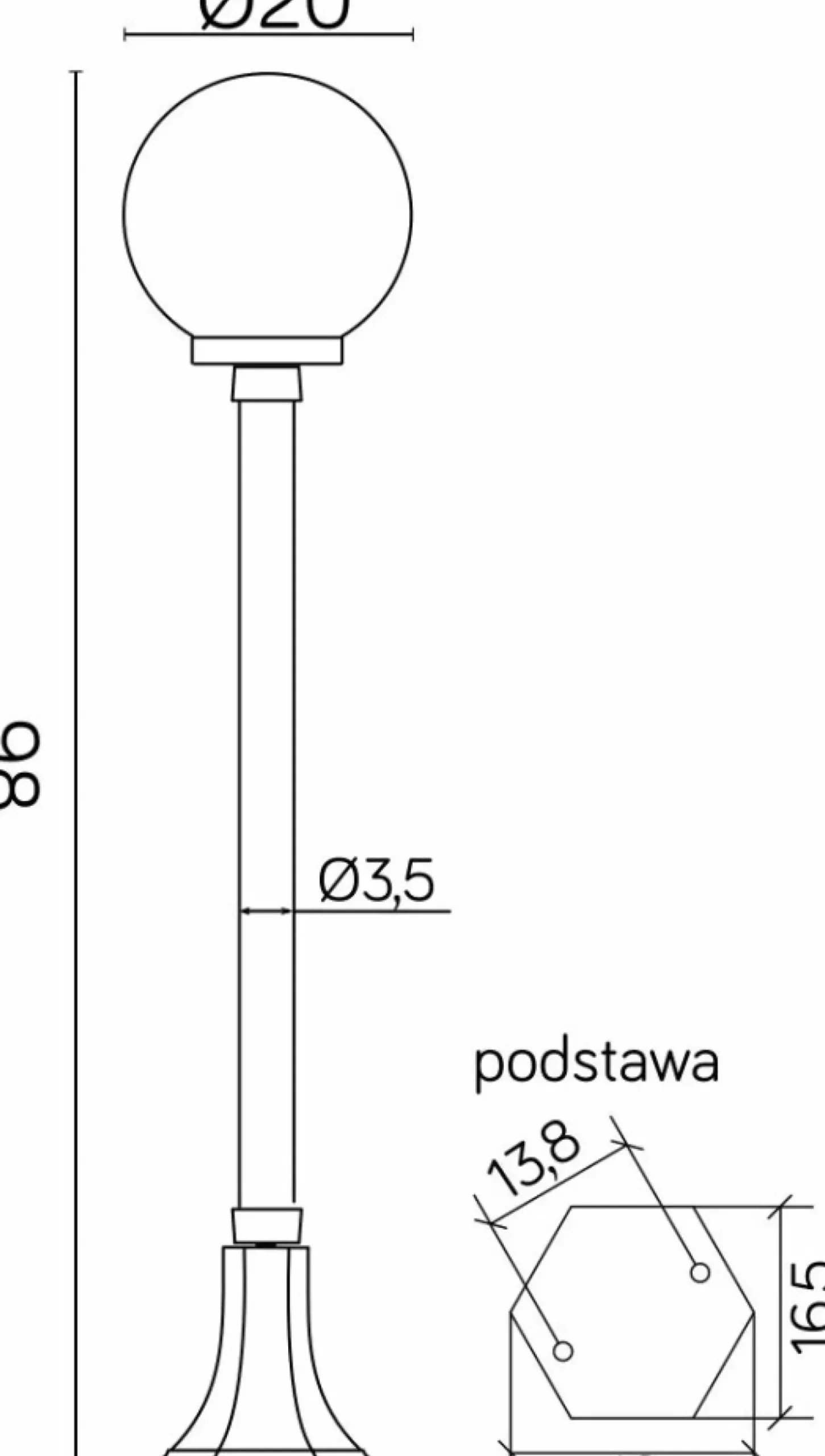 Sklep Kaja Klasyczna oprawa oświetleniowa K 5002/2/KP 200 z serii KULE CLASSIC | Kaja Oświe* Lampy Ogrodowe Stojące