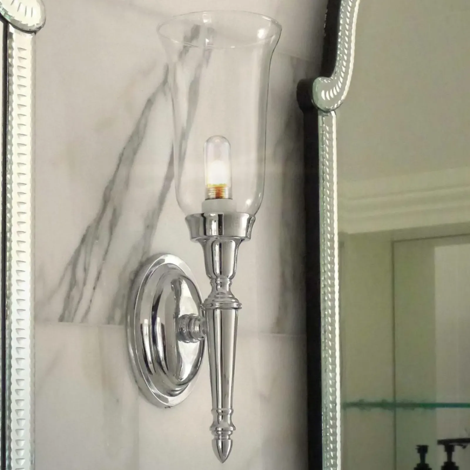 Sklep Kaja Klasyczny kinkiet w kolorze niklu BATH-DRYDEN2-PN z serii DRYDEN* Kinkiety Tradycyjne