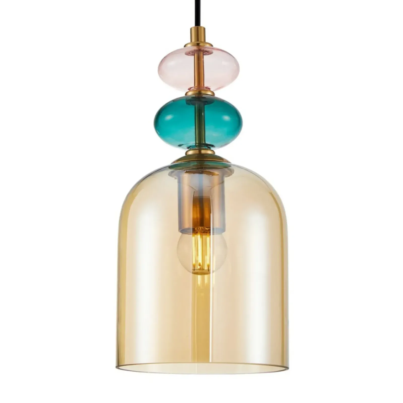 Sklep Kaja Kolorowa lampa wisząca na E27 PND-30263-1B-BRO-AMB z serii BUSCO Fashion