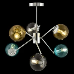 Sklep Kaja Kolorowa lampa wisząca, z kloszami kulkami MOD139PL-06CH z serii NANCY chrom Discount