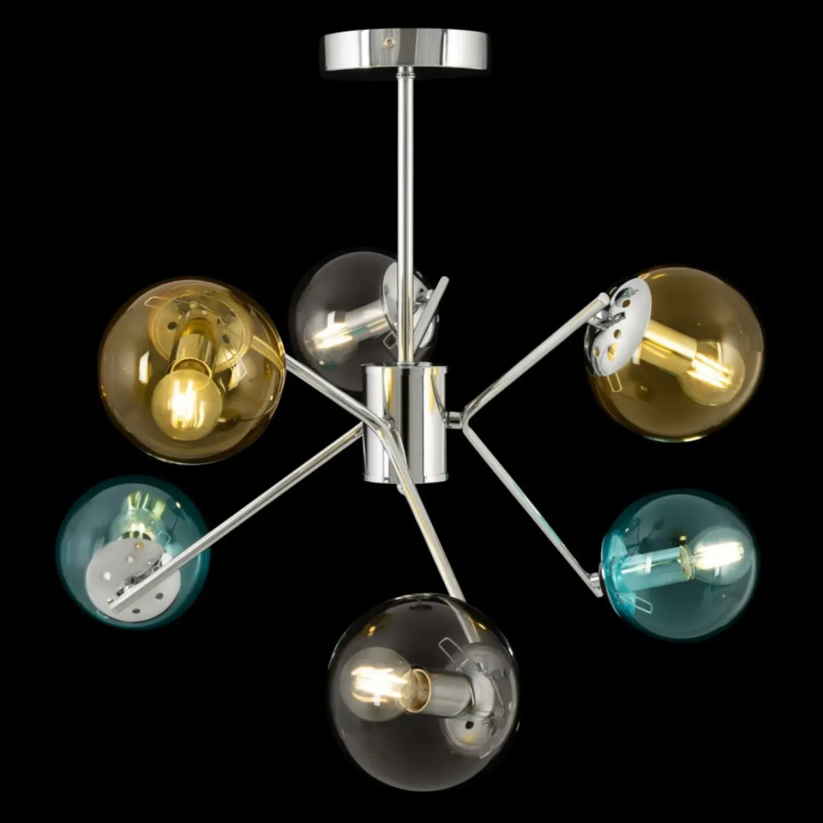 Sklep Kaja Kolorowa lampa wisząca, z kloszami kulkami MOD139PL-06CH z serii NANCY chrom Discount