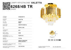 Sklep Kaja Królewska lampa sufitowa, plafon glamour 6268/4B TR VALETTA | Kaja* Plafony Nowoczesne