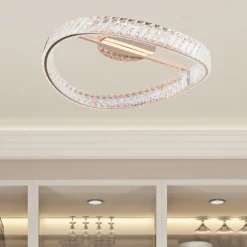 Sklep Kaja Kryształowa, złota lampa sufitowa LED MX3317-1-3GT GANO | Kaja* Plafony Nowoczesne|Lampy Led