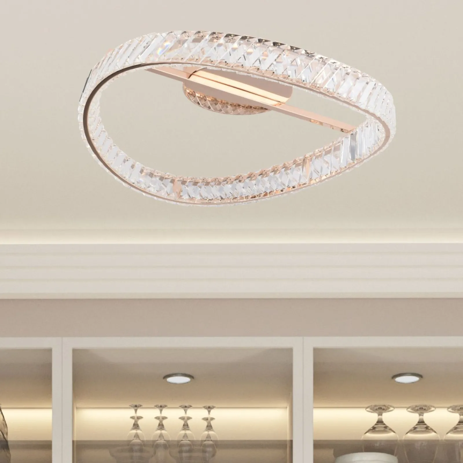 Sklep Kaja Kryształowa, złota lampa sufitowa LED MX3317-1-3GT GANO | Kaja* Plafony Nowoczesne|Lampy Led