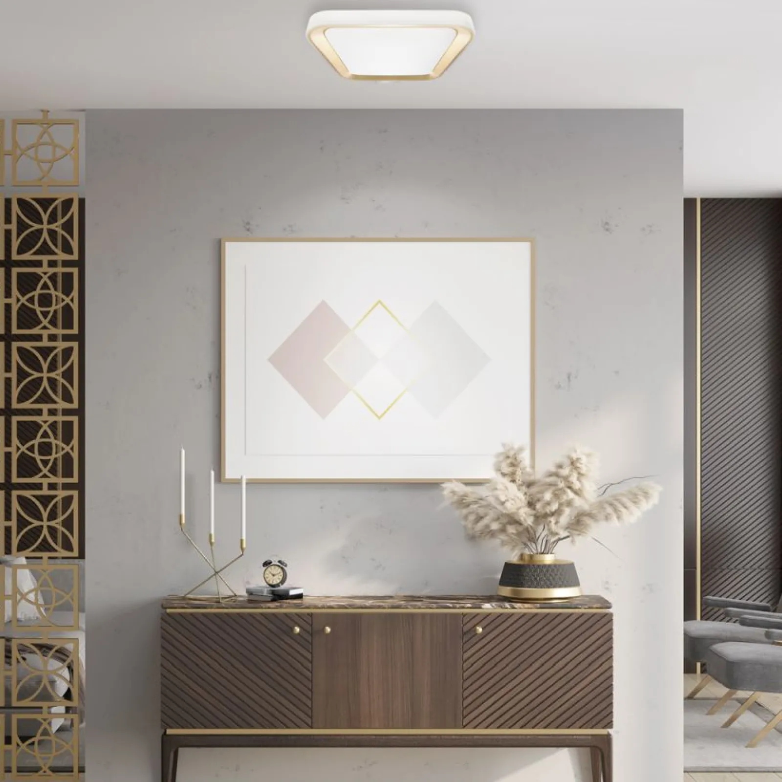 Sklep Kaja Kwadratowa lampa sufitowa LED do salonu ML7930 QUADRO | Kaja* Plafony Klasyczne|Plafony Nowoczesne