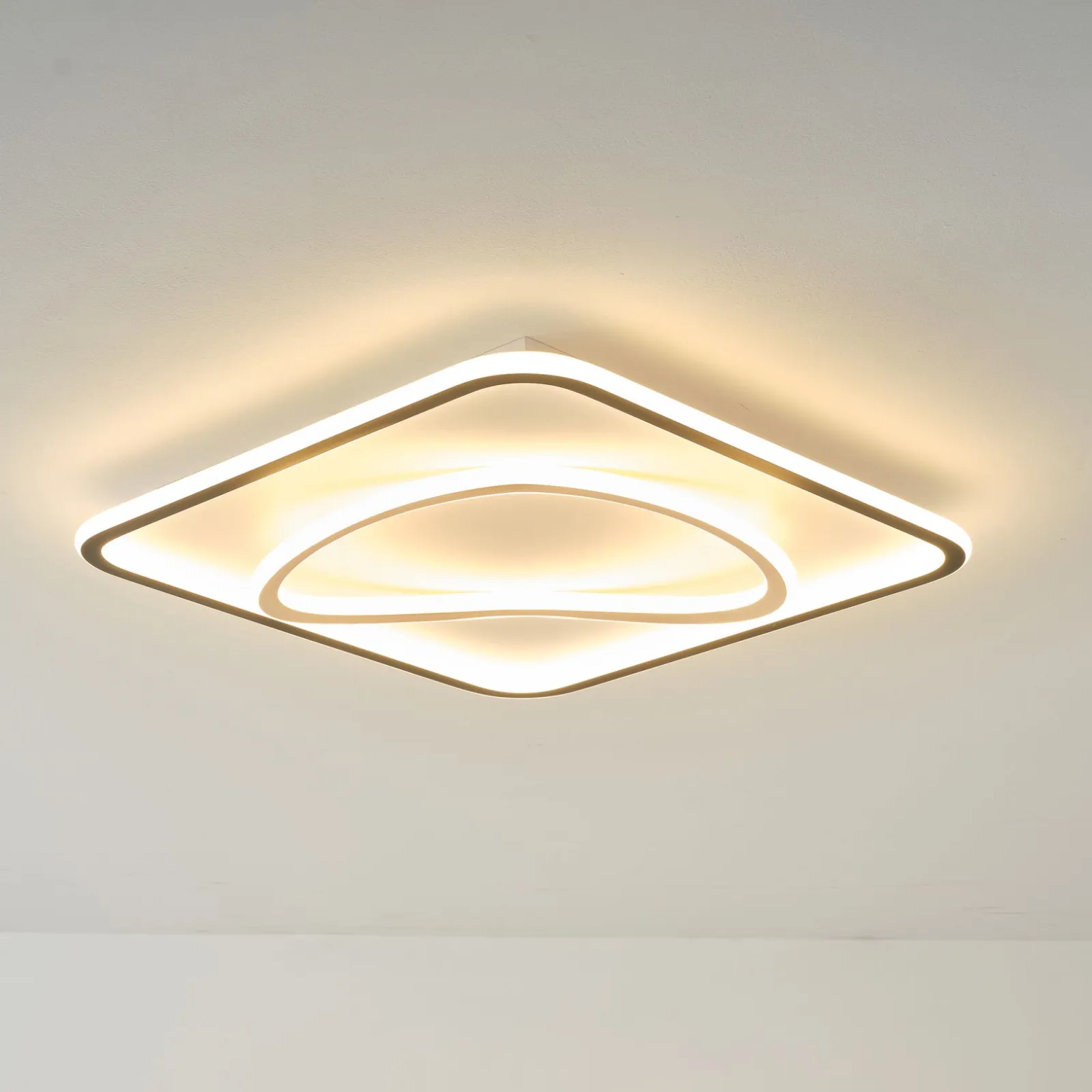 Sklep Kaja Kwadratowy plafon LED do salonu MX3889-1B-3BGT LENS | Kaja Oświetlenie* Plafony Nowoczesne|Lampy Led