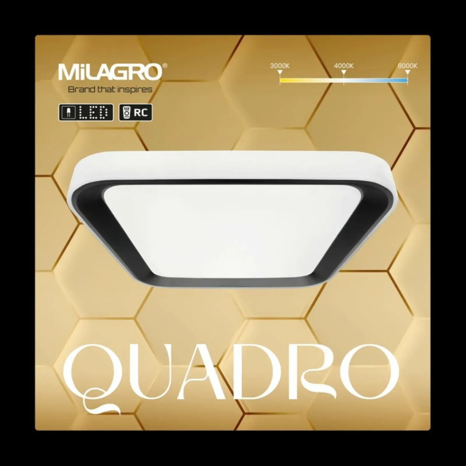 Sklep Kaja Kwadratowy plafon sufitowy, biało-czarny ML7929 z serii QUADRO | Kaja Oświetleni* Plafony Nowoczesne|Lampy Led