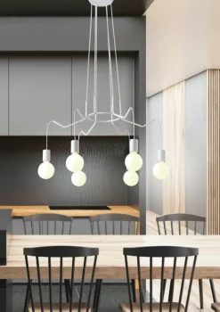 Sklep Kaja Lampa bez kloszy, minimalistyczny żyrandol 36-71026 BASSO | Kaja białymatowy Discount