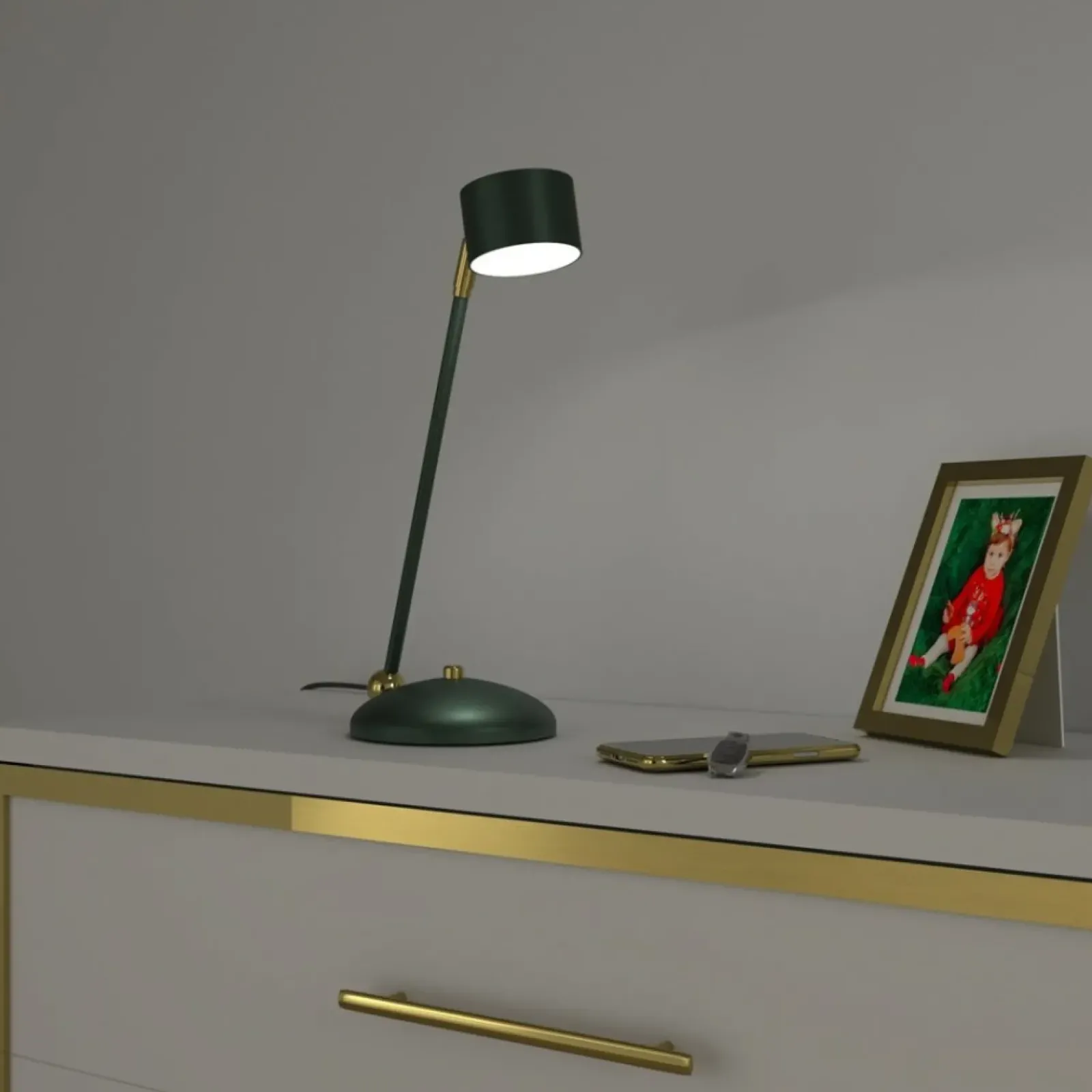 Sklep Kaja Lampa biurkowa w kolorze zieleni i złota MLP7770 z serii ARENA | Kaja Oświetleni* Lampki Biurkowe