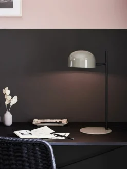 Sklep Kaja Lampa biurkowa z szarym kloszem na mały gwint 108292 | Kaja* Lampki Biurkowe