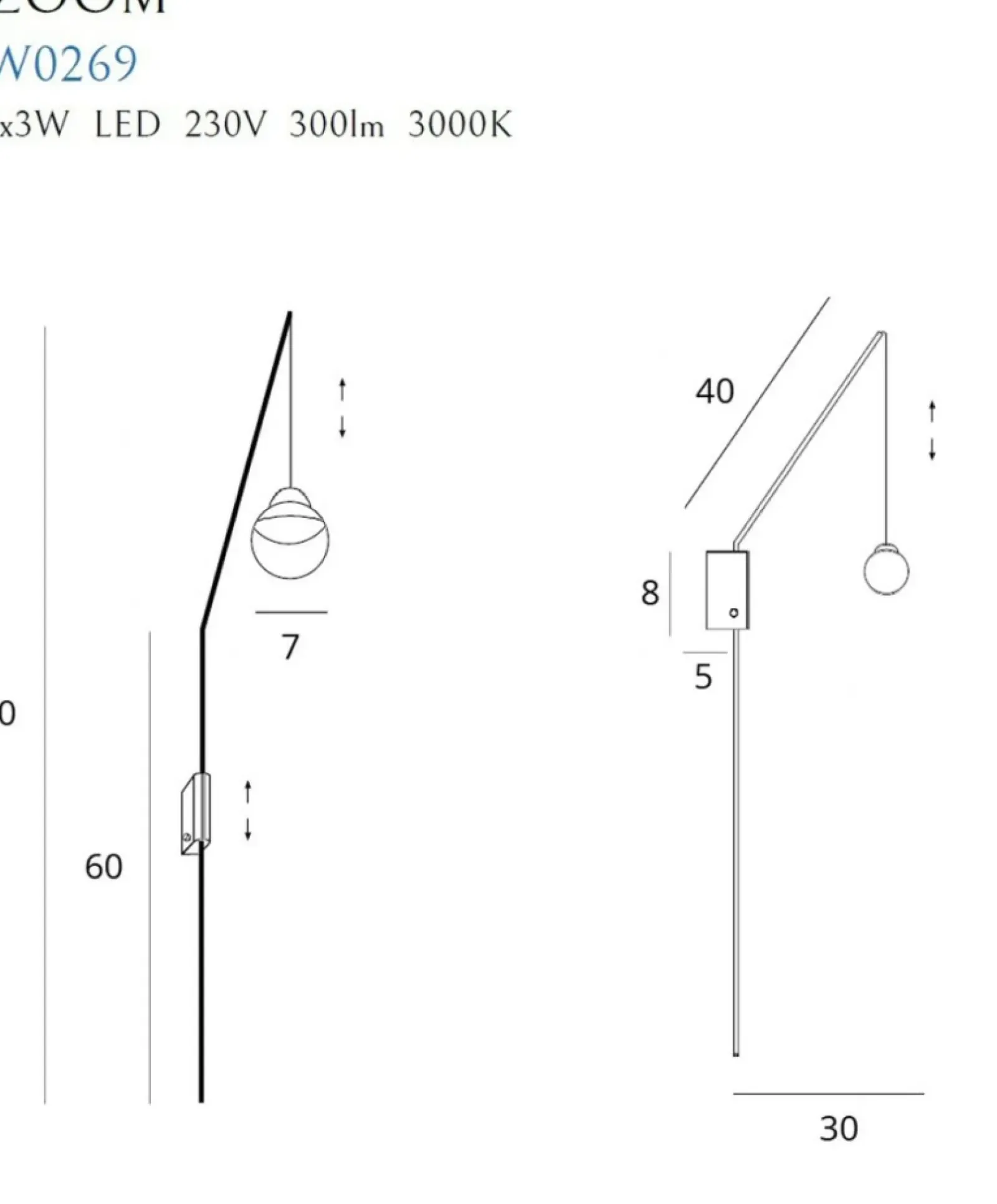 Sklep Kaja Lampa ścienna na wysięgniku, nad łóżko MX W0269 ZOOM | Kaja* Lampy Led