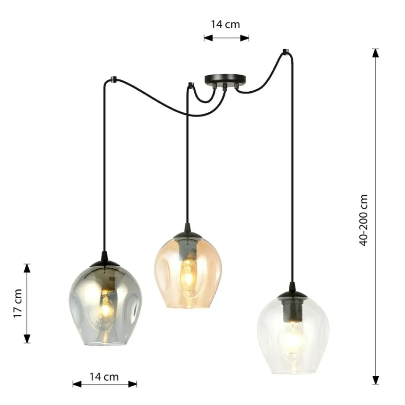 Sklep Kaja Lampa do podwieszania z kolorowymi kloszami 759/3 LEVEL | Kaja Outlet