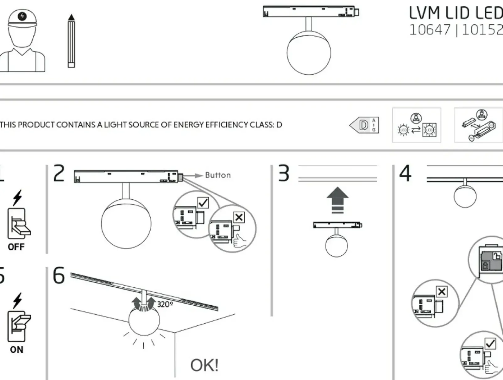 Sklep Kaja Lampa kula do szyny magnetycznej 1F 10647 LVM LID LED | Kaja* Szynoprzewody Podtynkowe|Szynoprzewody Natynkowe
