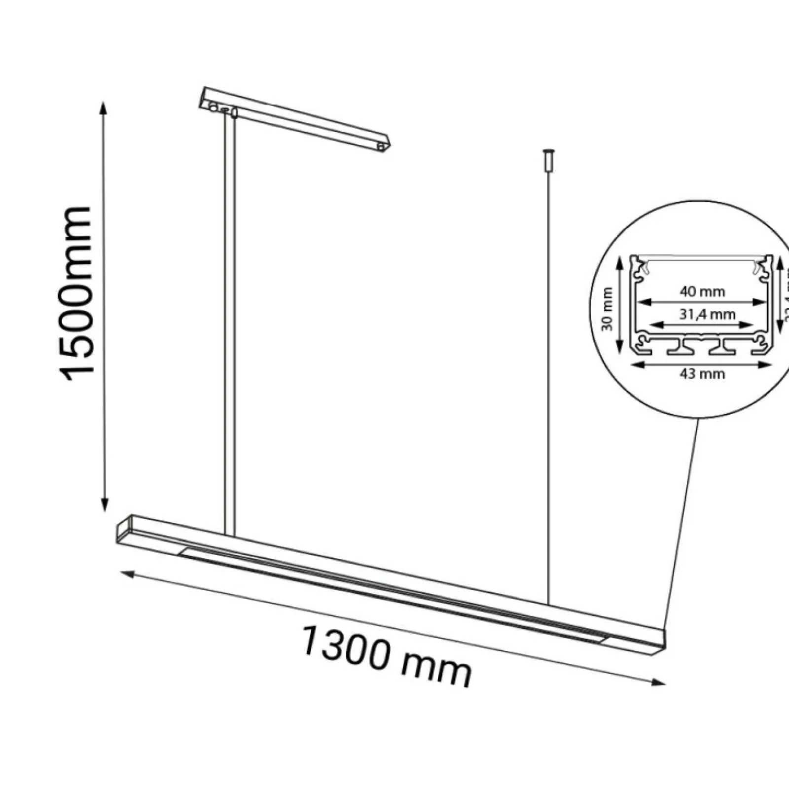 Sklep Kaja Lampa listwa o poziomym układzie 130cm 4000K ANT 8657 HAKODA | Kaja Best