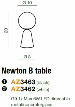 Sklep Kaja Lampa nocna z betonu z mlecznym kloszem AZ3463 NEWTON | Kaja* Nowoczesne Lampki Stołowe
