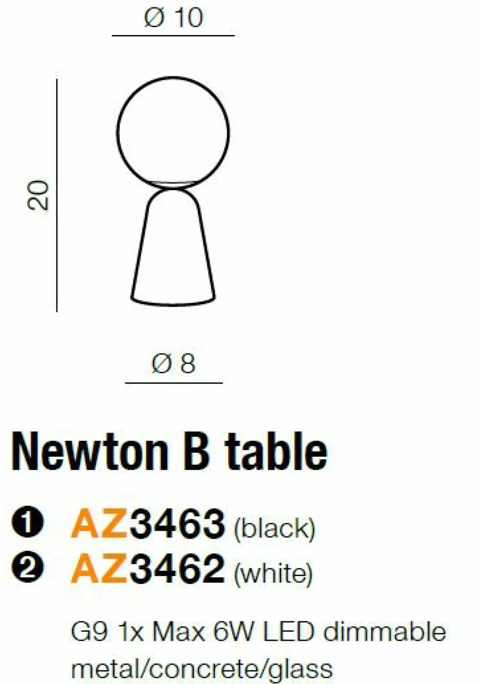 Sklep Kaja Lampa nocna z betonu z mlecznym kloszem AZ3463 NEWTON | Kaja* Nowoczesne Lampki Stołowe