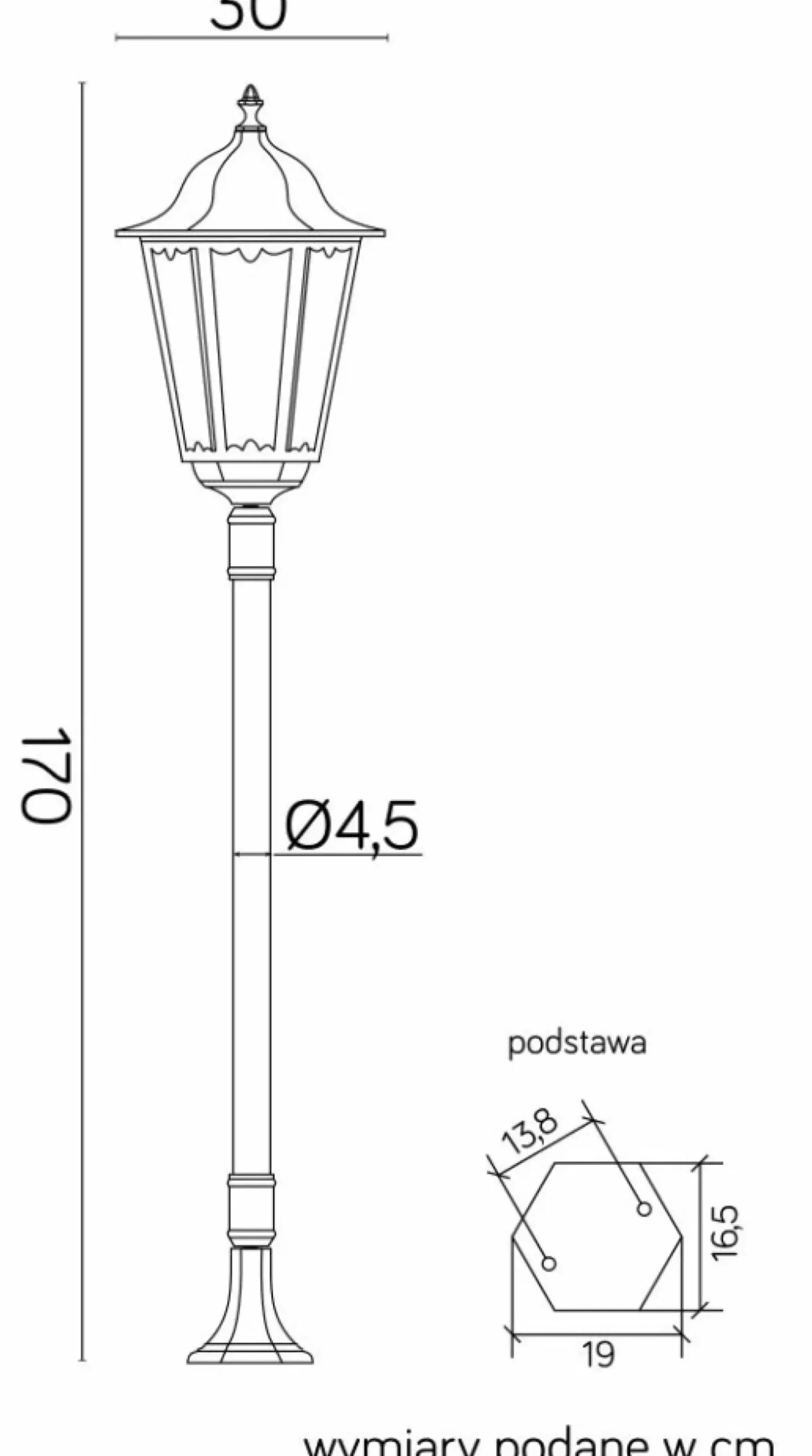 Sklep Kaja Lampa ogrodowa, klasyczny wzór K 5002/1/BD 45 z serii RETRO MAXI | Kaja Oświetle* Lampy Ogrodowe Stojące