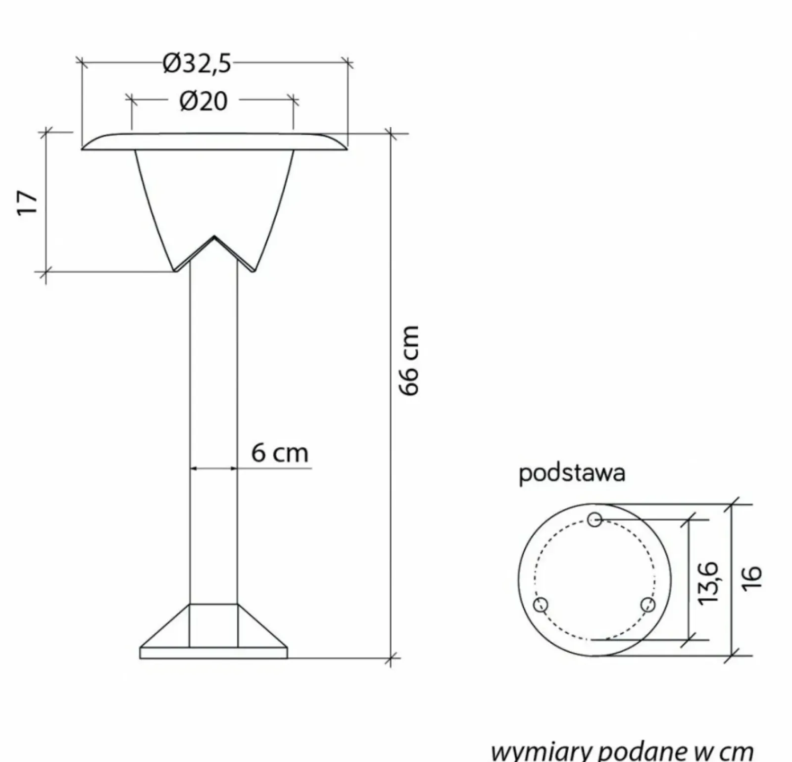 Sklep Kaja Lampa ogrodowa o wysokości 66cm 1083-66 z serii BIANCA* Lampy Ogrodowe Stojące