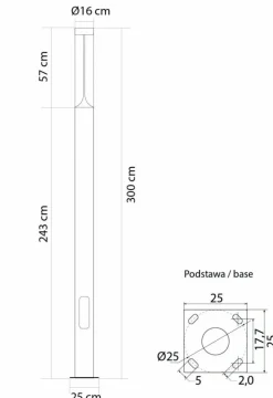 Sklep Kaja Lampa ogrodowa, wysokość 3m, moc LED 30W BRLMAX-3000 z serii BAREL | Kaja Oświet* Lampy Ogrodowe Stojące