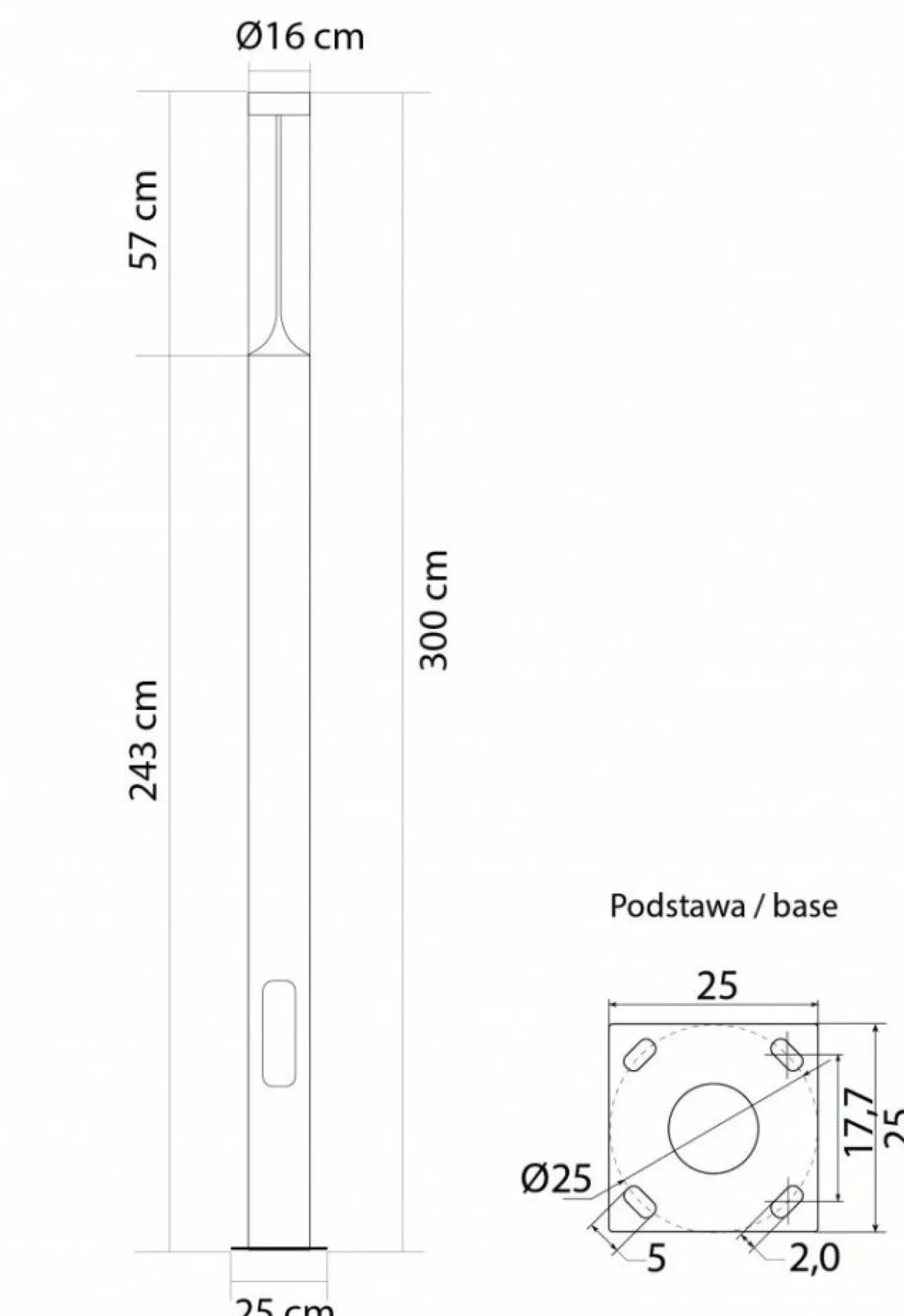 Sklep Kaja Lampa ogrodowa, wysokość 3m, moc LED 30W BRLMAX-3000 z serii BAREL | Kaja Oświet* Lampy Ogrodowe Stojące