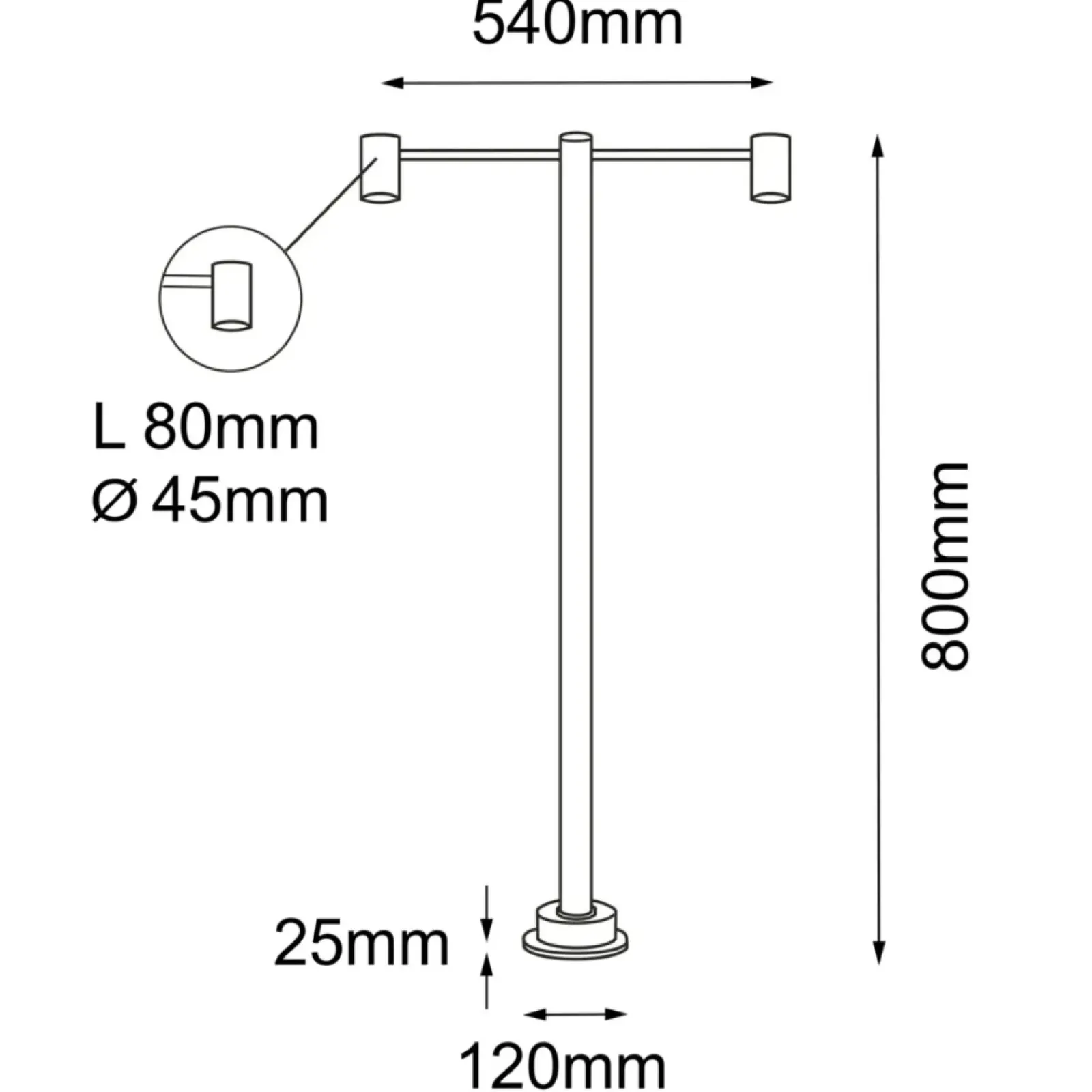 Sklep Kaja Lampa ogrodowa z dwoma ramionami 80cm ANT 9922 NISEKO | Kaja* Lampy Ogrodowe Stojące