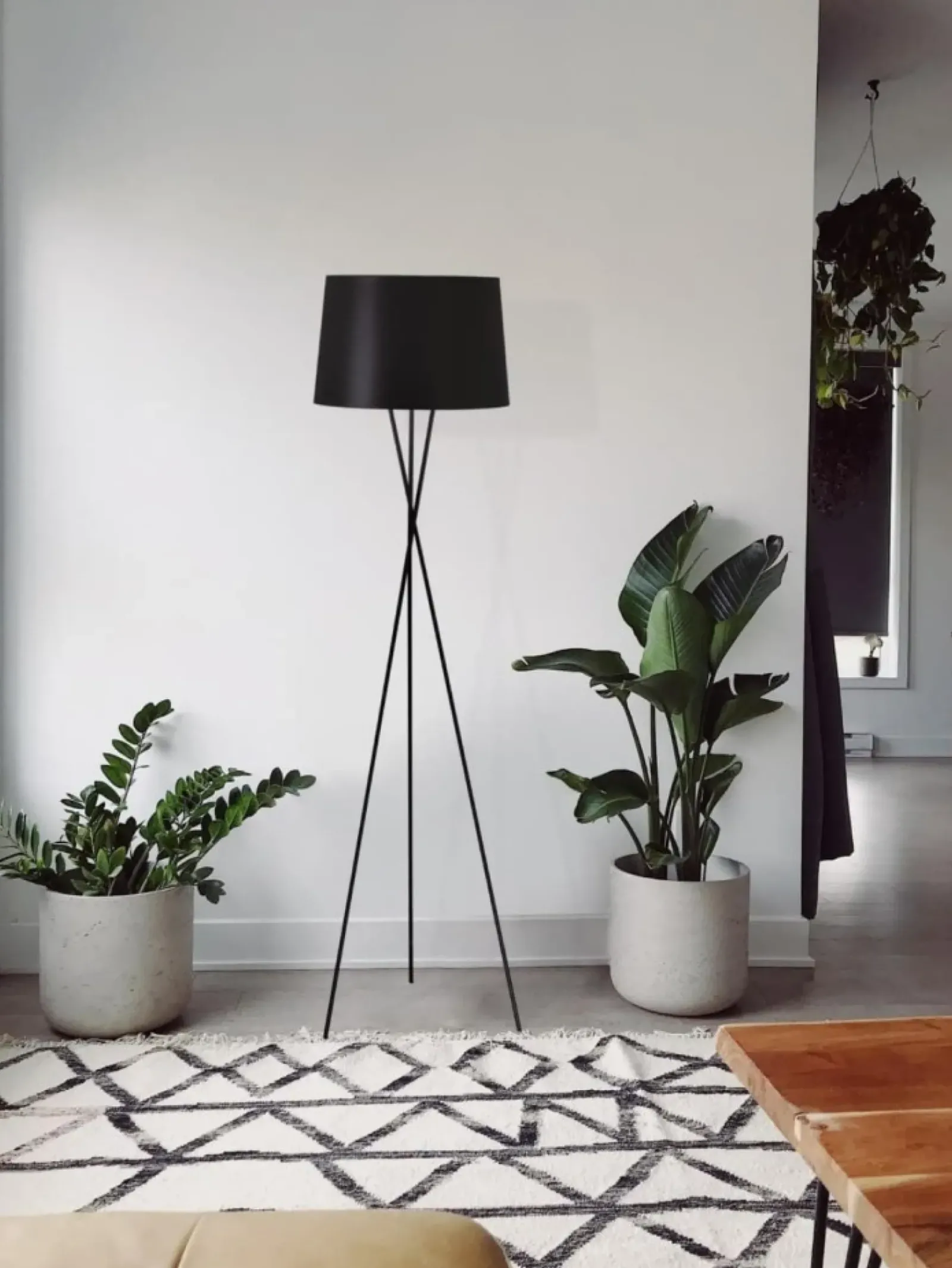 Sklep Kaja Lampa podłogowa prosty trójnóg K-4353 REMI BLACK | Kaja Oświetlenie* Lampy Podłogowe Z Abażurem|Lampy Podłogowe