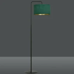 Sklep Kaja Lampa podłogowa z zielonym abażurem 1051/LP1 HILDE | Kaja Oświetlenie* Lampy Podłogowe Z Abażurem|Tradycyjne Lampy Podłogowe