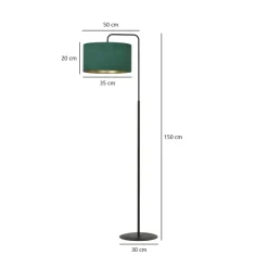 Sklep Kaja Lampa podłogowa z zielonym abażurem 1051/LP1 HILDE | Kaja Oświetlenie* Lampy Podłogowe Z Abażurem|Tradycyjne Lampy Podłogowe