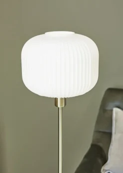 Sklep Kaja Lampa podłogowa złota oprawa i biały klosz 108054 | Kaja Oświetlenie* Tradycyjne Lampy Podłogowe