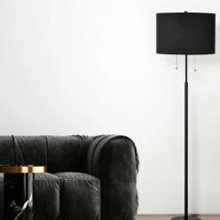Sklep Kaja Lampa stojąca włączana sznureczkami LP-0304/2F BK FOGO | Kaja* Lampy Podłogowe Z Abażurem|Tradycyjne Lampy Podłogowe