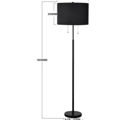 Sklep Kaja Lampa stojąca włączana sznureczkami LP-0304/2F BK FOGO | Kaja* Lampy Podłogowe Z Abażurem|Tradycyjne Lampy Podłogowe