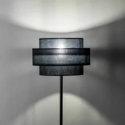 Sklep Kaja Lampa stojąca z podwójnym abażurem TK 5896 CALISTO BLACK | Kaja* Lampy Podłogowe Z Abażurem|Tradycyjne Lampy Podłogowe