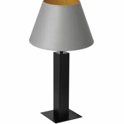 Sklep Kaja Lampa stołowa, szaro-złoty stożkowy abażur LX 3613 z serii TABLE LAMPS* Lampki Stołowe Z Abażurem|Tradycyjne Lampki Stołowe