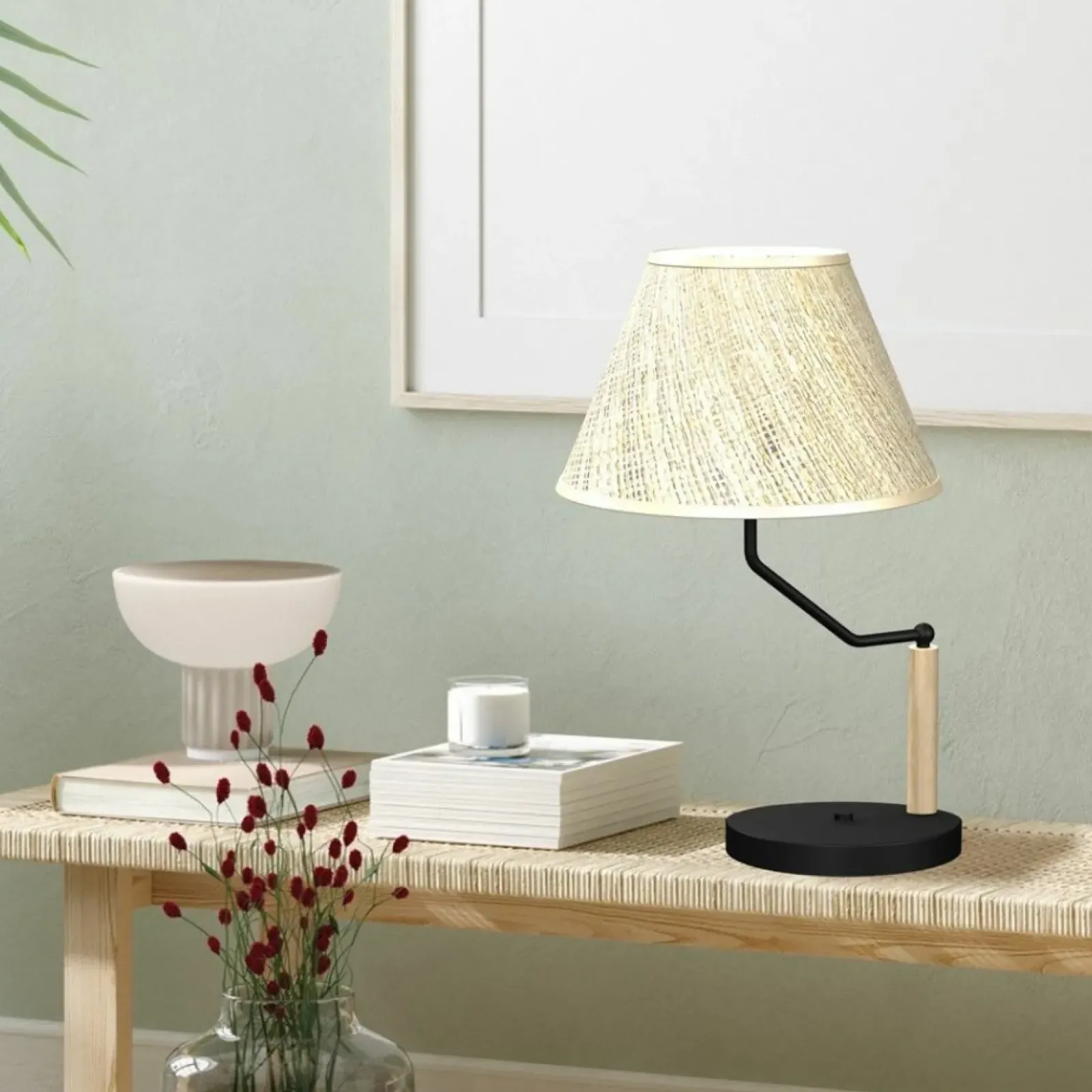 Sklep Kaja Lampa stołowa z beżowym abażurem, do sypialni MLP7278 z serii ETNA | Kaja Oświet* Lampki Stołowe Z Abażurem|Tradycyjne Lampki Stołowe