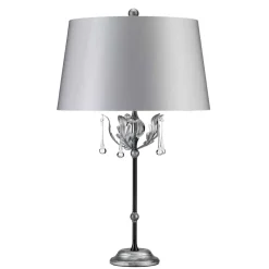 Sklep Kaja Lampa stołowa z kryształkami AML-TL-BLK-SIL z serii AMARILLI* Lampki Stołowe Z Abażurem|Tradycyjne Lampki Stołowe