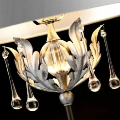 Sklep Kaja Lampa stołowa z kryształkami AML-TL-BLK-SIL z serii AMARILLI* Lampki Stołowe Z Abażurem|Tradycyjne Lampki Stołowe
