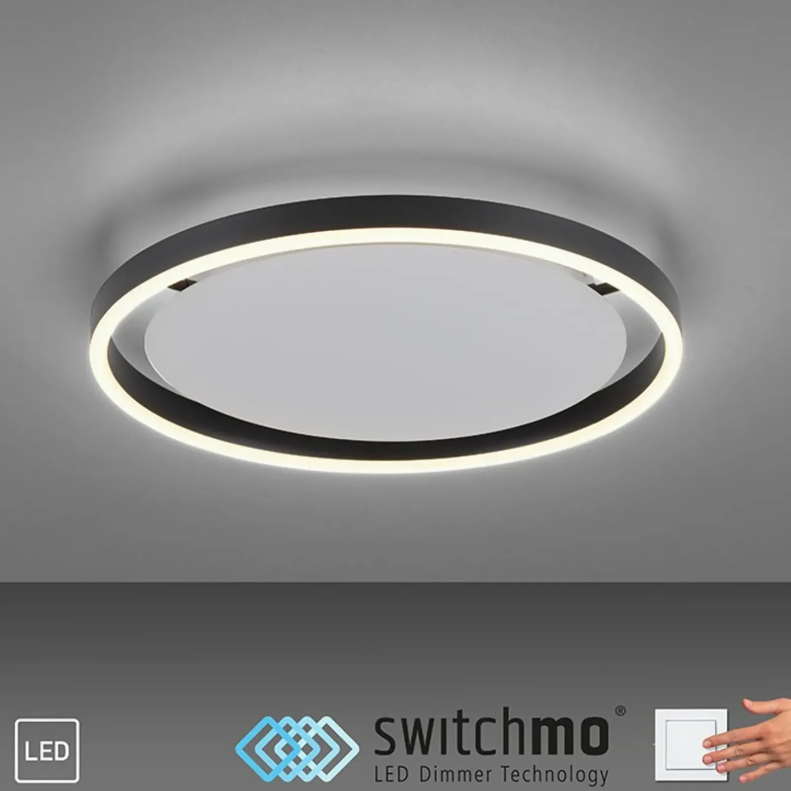Sklep Kaja Lampa sufitowa - czarny świecący okrąg 15391-13 z serii RITUS | Kaja antracyt New